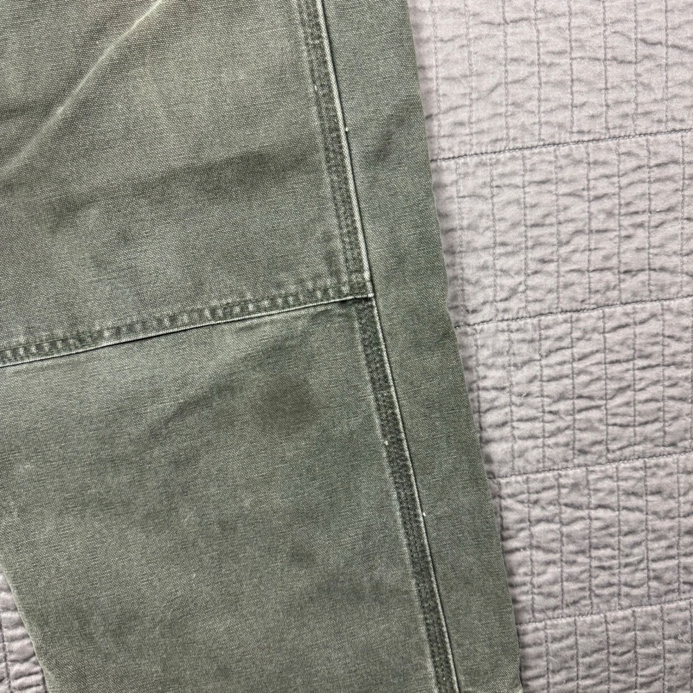 Vtg Carhartt R06 MOS Green Duck Bib Overalls 40x32 Double Knee Canvas Moss Fade - Picture 7 of 16